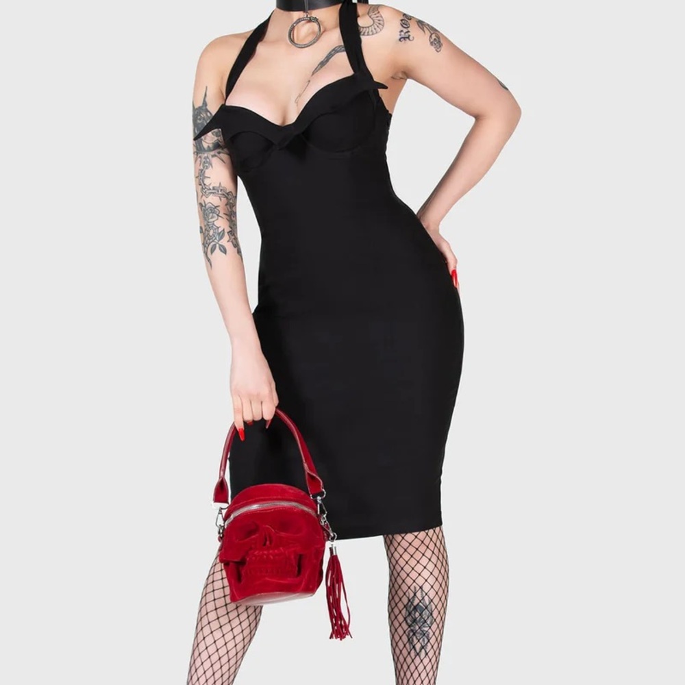 NWT Killstar Black Halter Rockabilly Dress